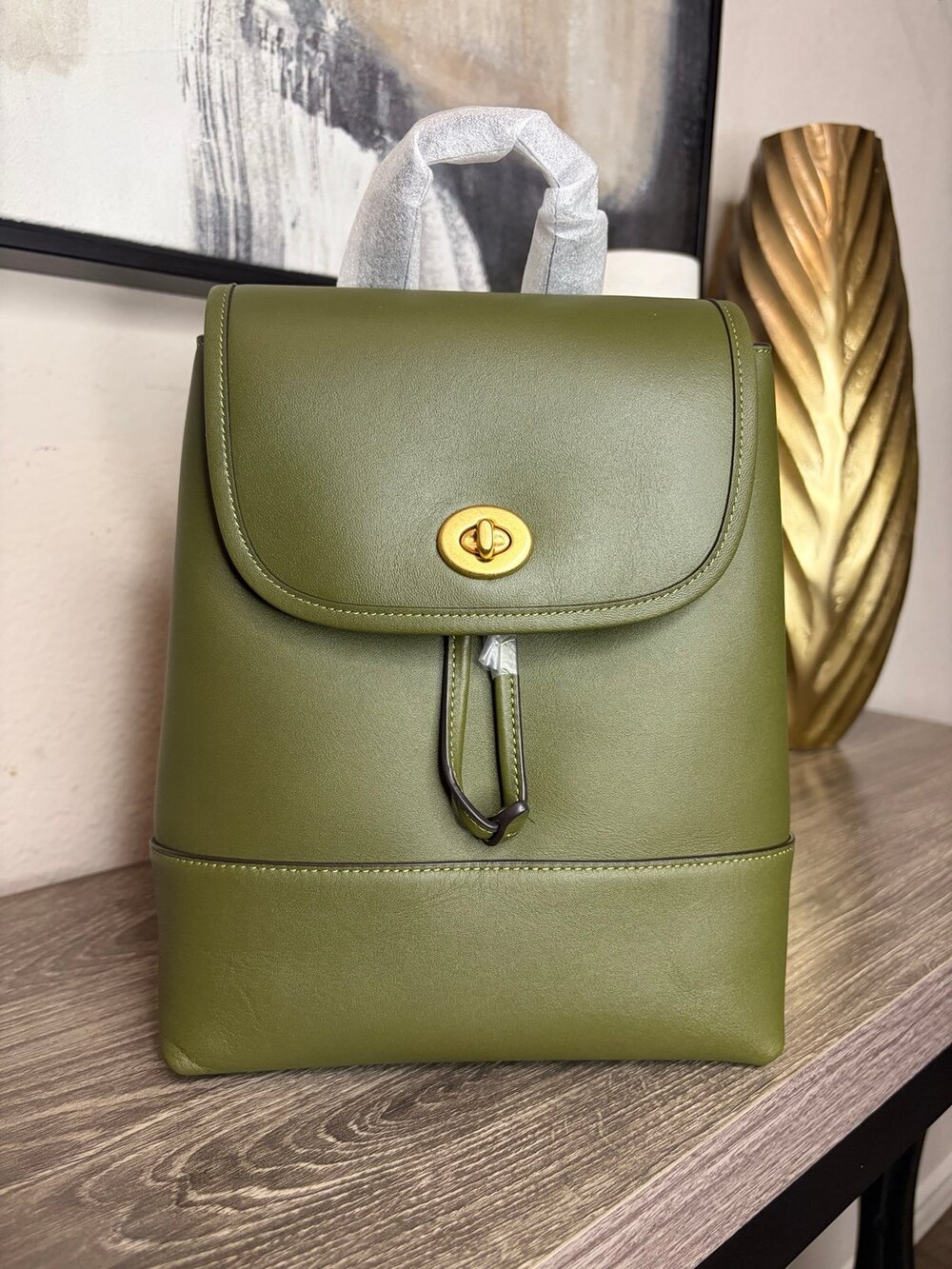 Coach Turnlock Backpack in Olive
